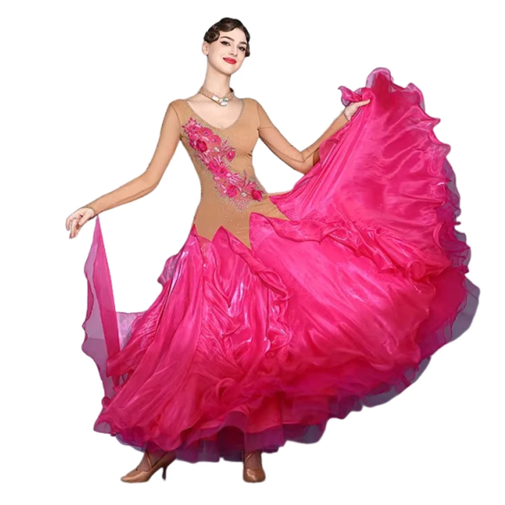 

Rose Dance Costume For Woman Ballroom Dress Stand Waltz 2026 Modern Competition Girls Clothes Sets High Quality Sport Party Suit