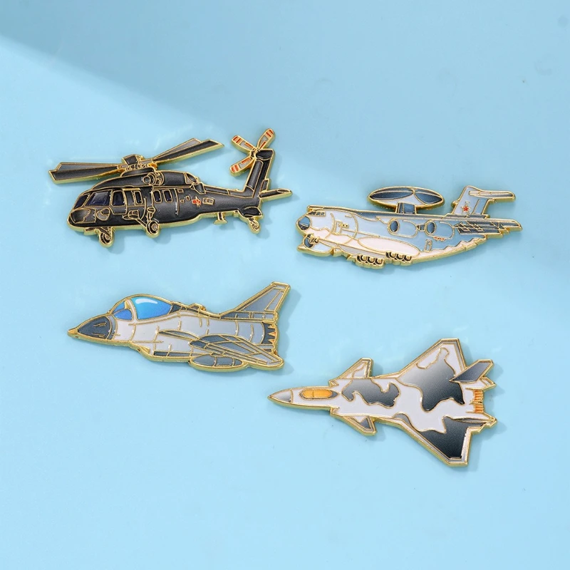 Cartoon Helicopter Fighter Brooch Fashion Aviation Souvenir Zinc Alloy Badge Pin DIY Clothing Bags Hat Scarf T-shirt Jeans Decor