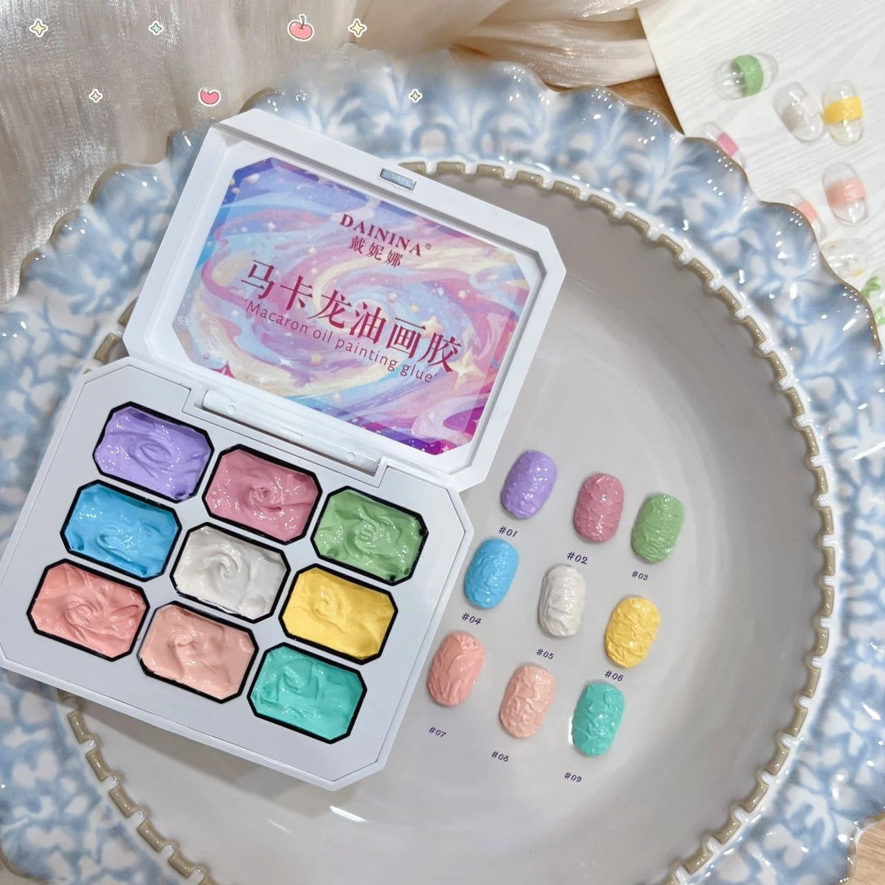 

9Color Macaron 3D Моделирующая картина маслом Гель-лак без протирания Клей Дизайн ногтей DIY Цветы Окрашенный резной гель для ногтей для маникюра