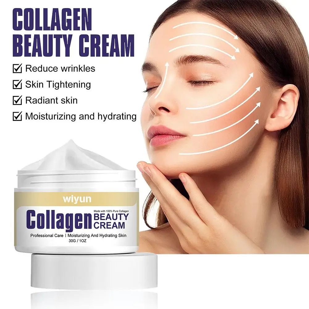 Crème anti-déformable au collagène, estompe les ridules, raffermit, resserre, hydrate, soin, améliore les poches, anti-âge, Li B8n3, 30g