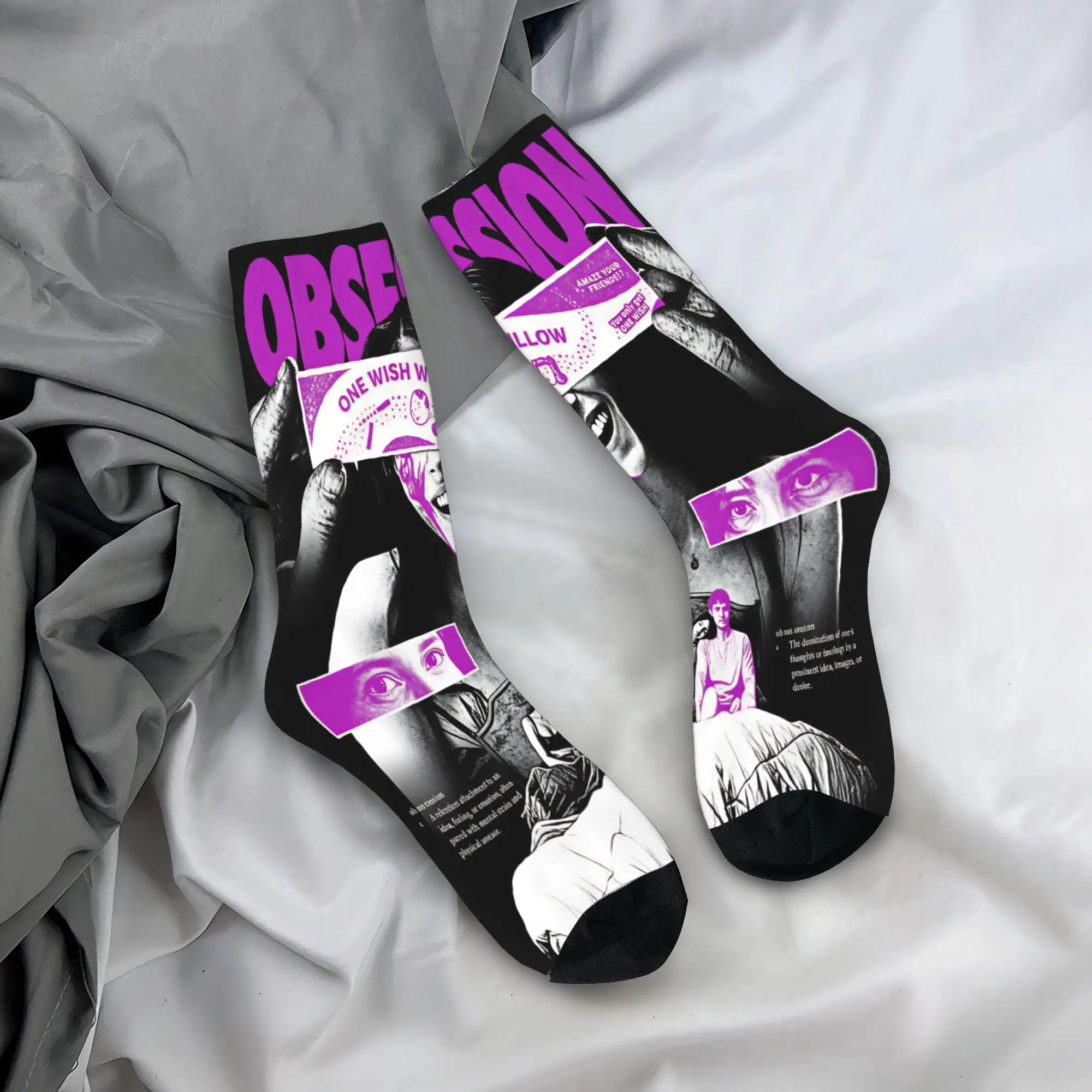 Movie Obsession I Love You Socks Chaussettes de mode pour hommes, chaussettes de sport souples pour l'extérieur, chaussettes antidérapantes imprimées pour le printemps
