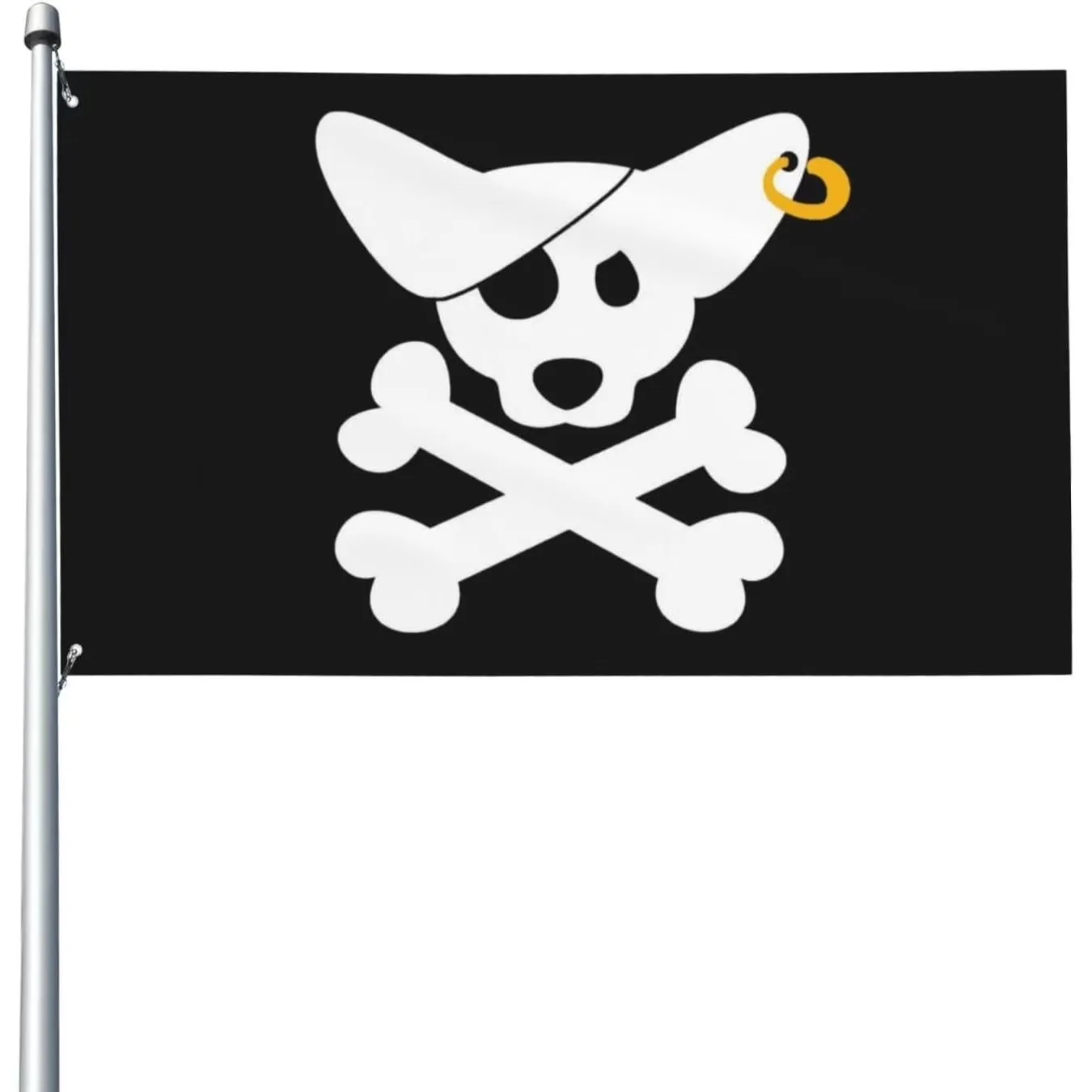 Corgi Pirate Flag 3x5 Ft Dog Skull Crossbones Polyester Outdoor Banner All Weather Garden Decor