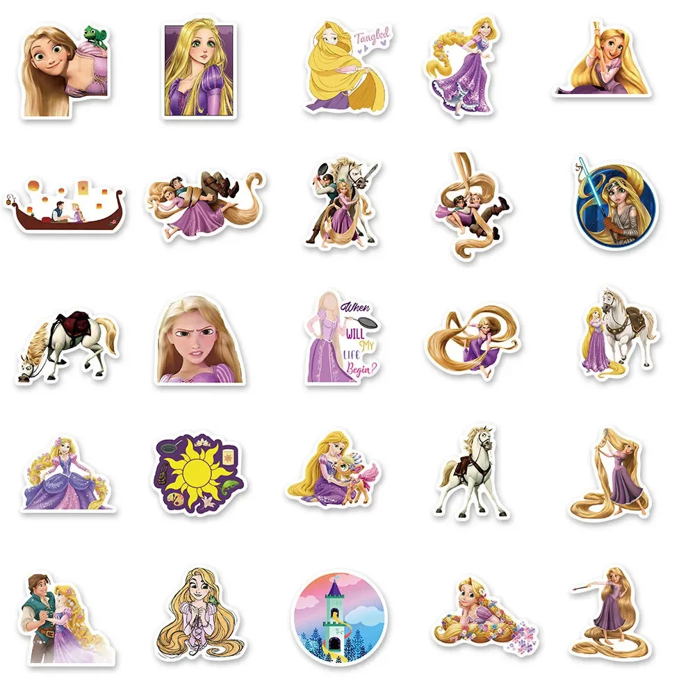 10/30/50pcs Disney Cartoon Movie Tangled Rapunzel Stickers for Kids DIY Laptop Phone Stationery Waterproof Vinyl Anime Sticker