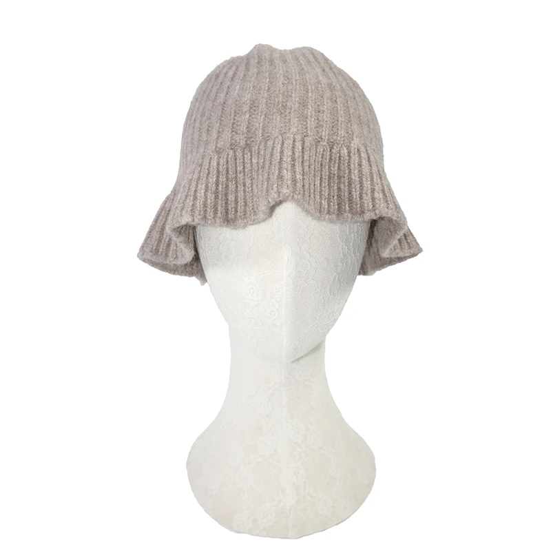 

Bucket Hat Women Wool Knit Autumn Winter Brim Warm Accessory For Young Lady Outdoors