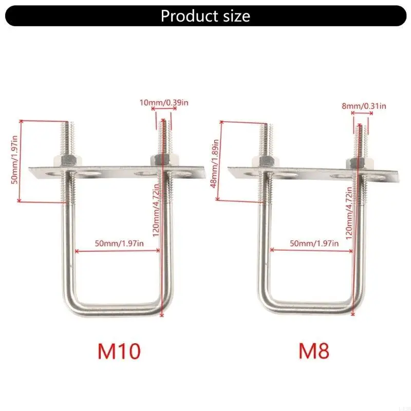 

5pcs Sturdy Stainless Steel Square Bolts for Boats Trailer Applications M10x70x200mm Includes Nut and Frame Plates L43B