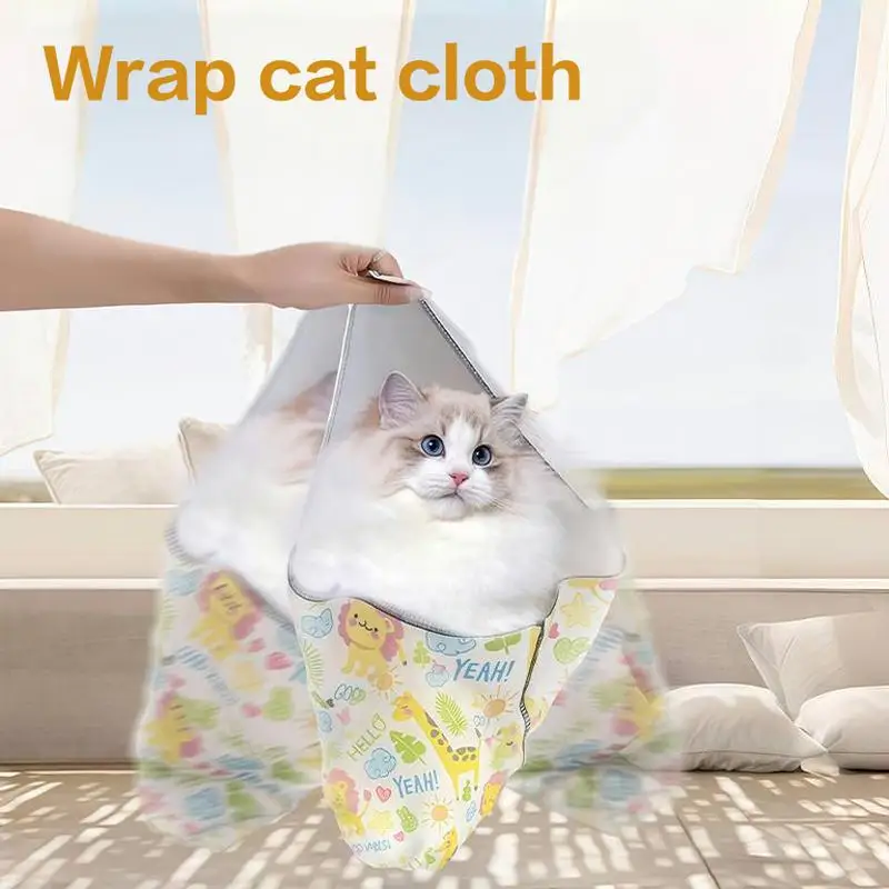 

Cat Grooming Wrap Self-Adherent Cat Swaddle Burrito Wrap Anti-Bite Anti-Scratch Anti-Escape for Medicine Nail Clipping Pet Tool