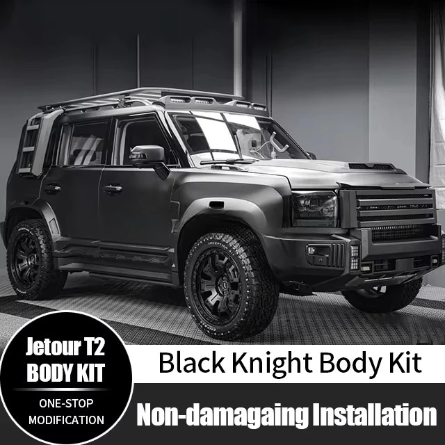 New Design Engine Hood Side Skirts Rear Wing Spoiler Front Grille Black Knight Body Kit for Jetour T2 Traveler