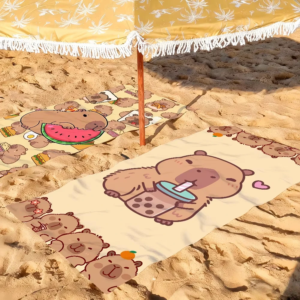 Cute Capybara Animal Beach Towel, Quick Drying Soft Microfiber for Swimming Pool Camping Yoga Gym Travel Gift