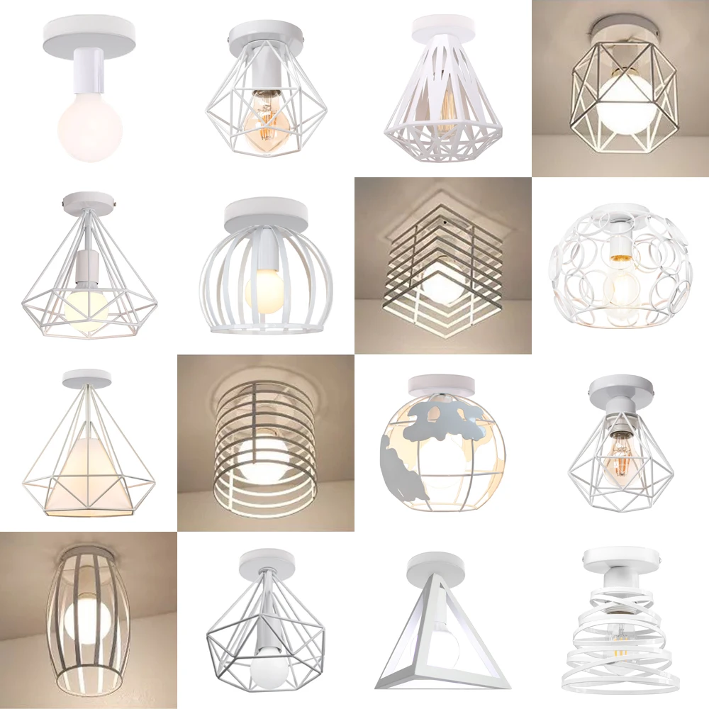 

Ceiling Light E27 Iron Lamp Body Indoor Lighting Lights For Aisle Bedroom Vintage Ceiling Metal Cage Fixture Ceiling chandelier