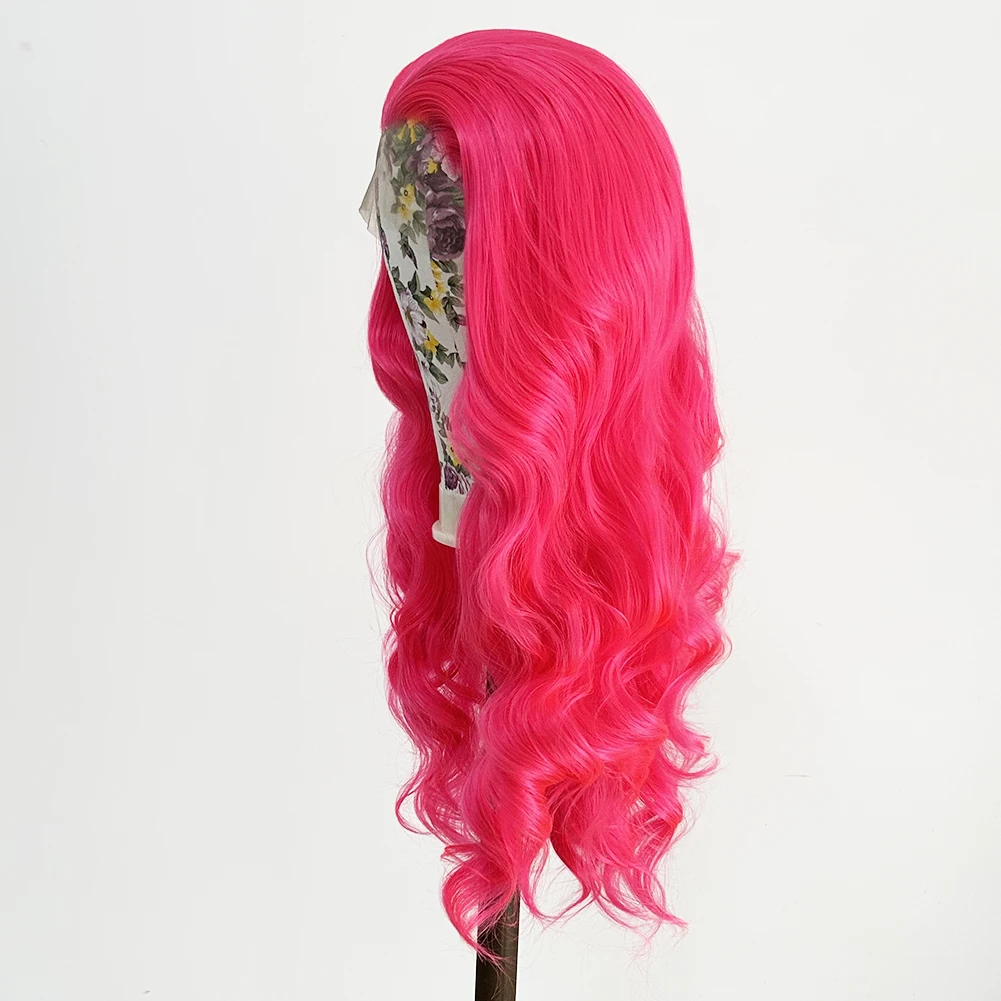 Lace Front Wigs Synthetic Glueless 13X4 Bright Pink Body Wave Lace Front Wigs for Women Pre plucked Synthetic Lace Wig Cosplay