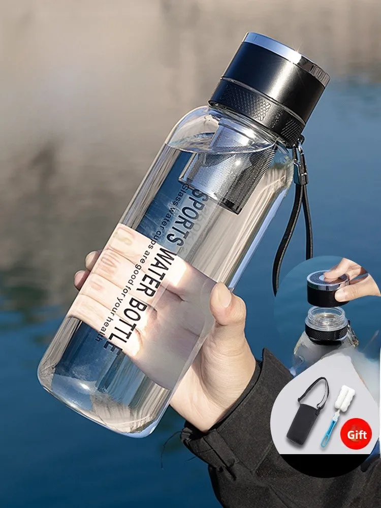 

Большая стеклянная чашка Capaci, мужская летняя чашка для заваривания чая и воды, большая чашка для воды, одна кнопка, открытая крышка, новинка 2024 г.