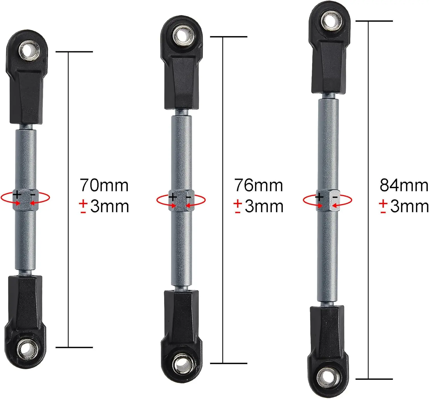 1/10 Adjustable Aluminum Turnbuckles & Camber Links W/Rod Ends for Traxxas Slash/Rustler/Hoss/Stampede/Bandit 2WD/4X4.