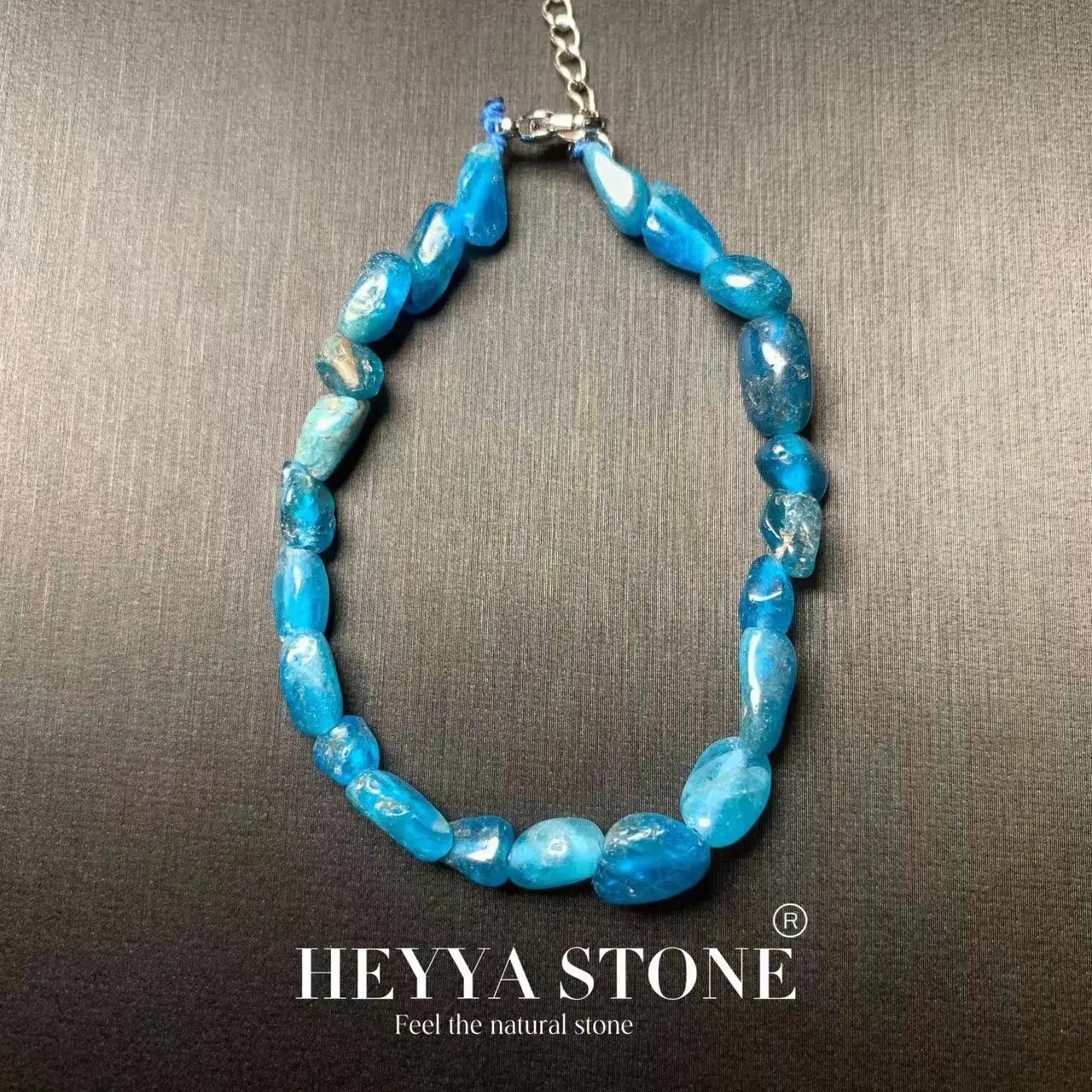 HEYYA STONE Natural Blue Apatite Bracelet Energy Healing Fine Jewelry Stone Gemstone Classic Style Cure Yoga Relief