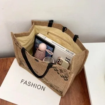 New Disney Stitch Linen Tote Bag for Women Fashion Summer Travel Beach Bag Girls Shopping Handbags Casual Harajuku Shoulder Bag