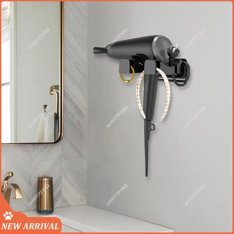 

Emption!Hair Dryer Wall Mount Bracket Compatible With Various Hair Dryers With Storage Hook And Cord Winding Device