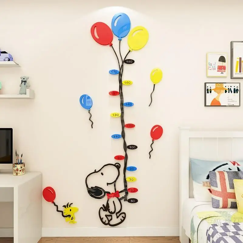 Kawaii Snoopy Kids Height Measure Sticker Height Charts Wall Sticker Nursey Decor Wallpaper Children Snoopy Bedroom Decoration