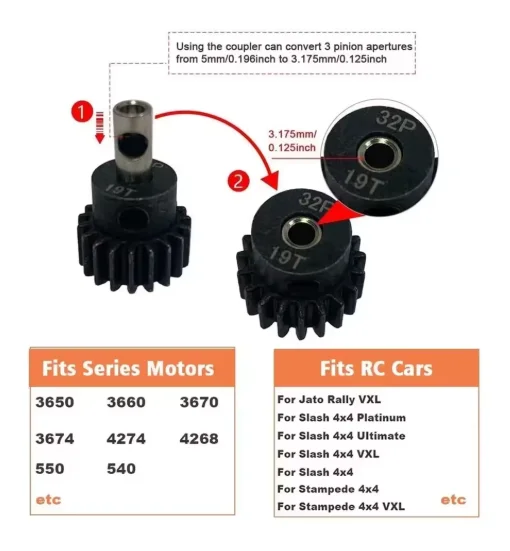 Metalen 6878 Complete Slipper Clutch met 15/17/19T Rondsel voor 1/10 Slash Stampede Rustler 4x4 VXL Upgrade Onderdelen