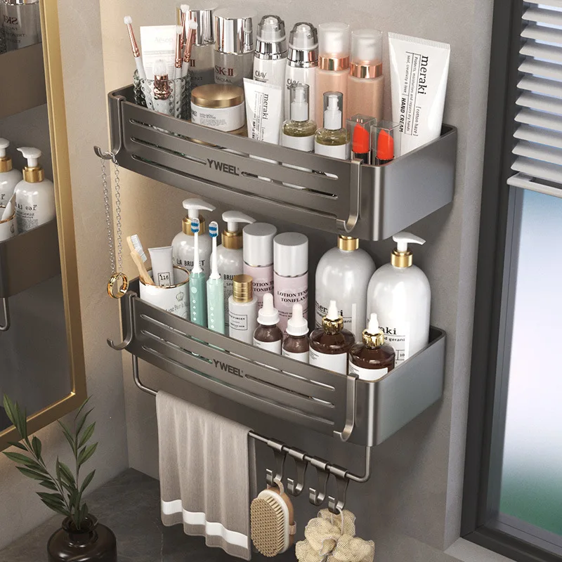 No-Drill Bathroom Shelf Wall Mounted Shampoo Shower Corner Rack Makeup Storage Organizer Shower Shelf  Bathroom Accessories