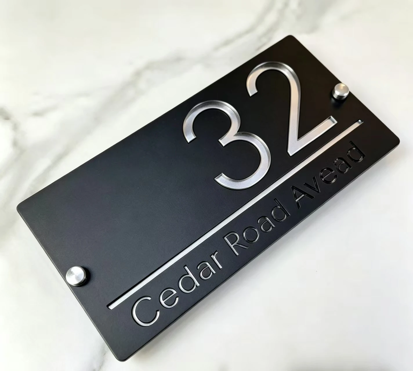 

Black Silver Custom Laser Cut Acrylic Nameplate Custom Door Sign, Outdoor Waterproof Address Doorplate Gift