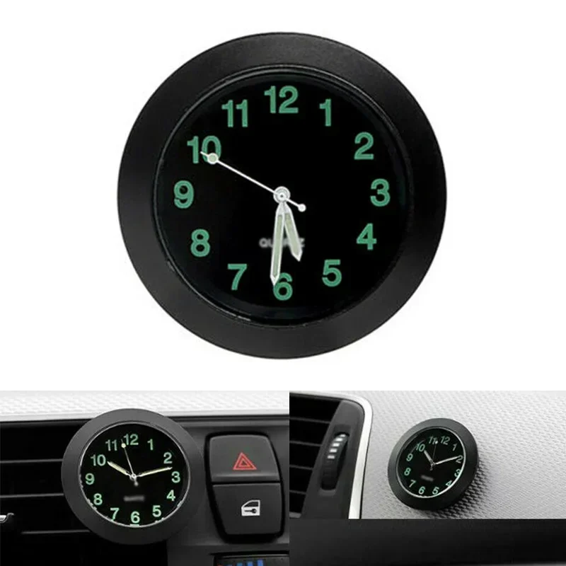 Mini Car Clock Luminous Air Vent Clip Clock Interior Quartz Analog Watch Decor Auto Replacement Parts