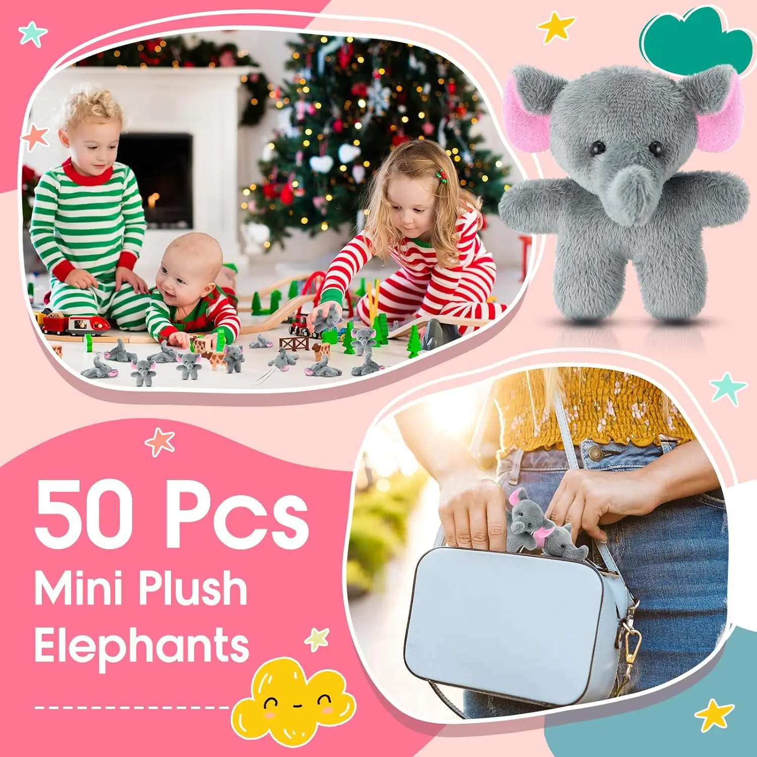 30-300 Uds Mini elefante Animal juguetes de peluche pequeños animales de peluche a granel lindos llaveros de peluches pequeños para regalo fiesta premio de Carnaval