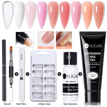 UR SUGAR 퀵 익스텐션 네일 젤 세트, 베르니스 누드 유백색 젤 네일 광택제, UV 반영구 네일 아트, 매니큐어 도구