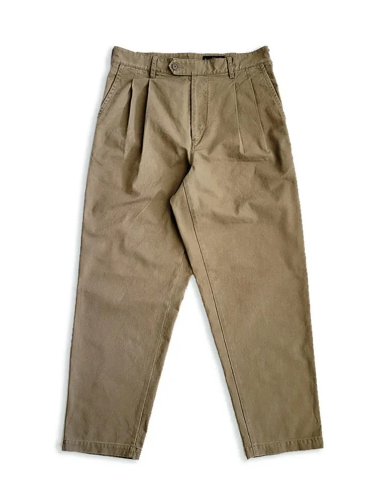 Amekaji Style Retro Loose Version Of Pure Cotton Khaki Casual Pants Radish Simple Foot