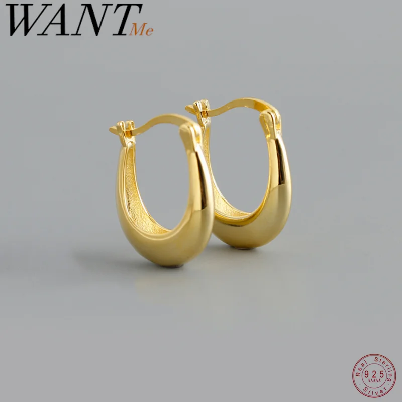 

WANTME 925 Sterling Silver Simple U-shaped Huggies Hoops Earrings for Women Men Punk Hip Hop Statement Party Jewelry Ear Buckle