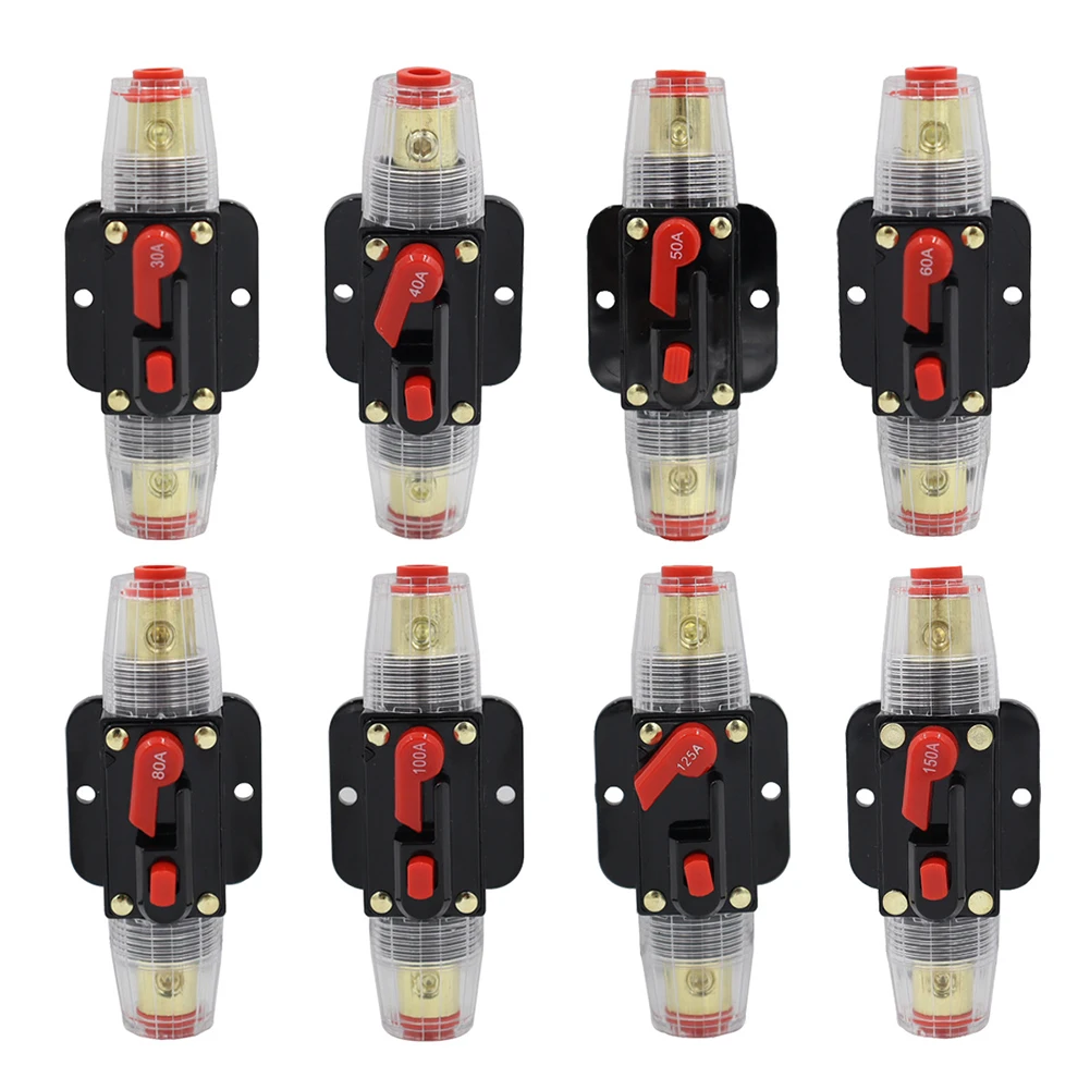 Resettable Circuit Breaker 20A 30A 40A 50A 60A 80A 100A 125A 150A Car Truck Resettable Fuse Short Protection Fuse Holder