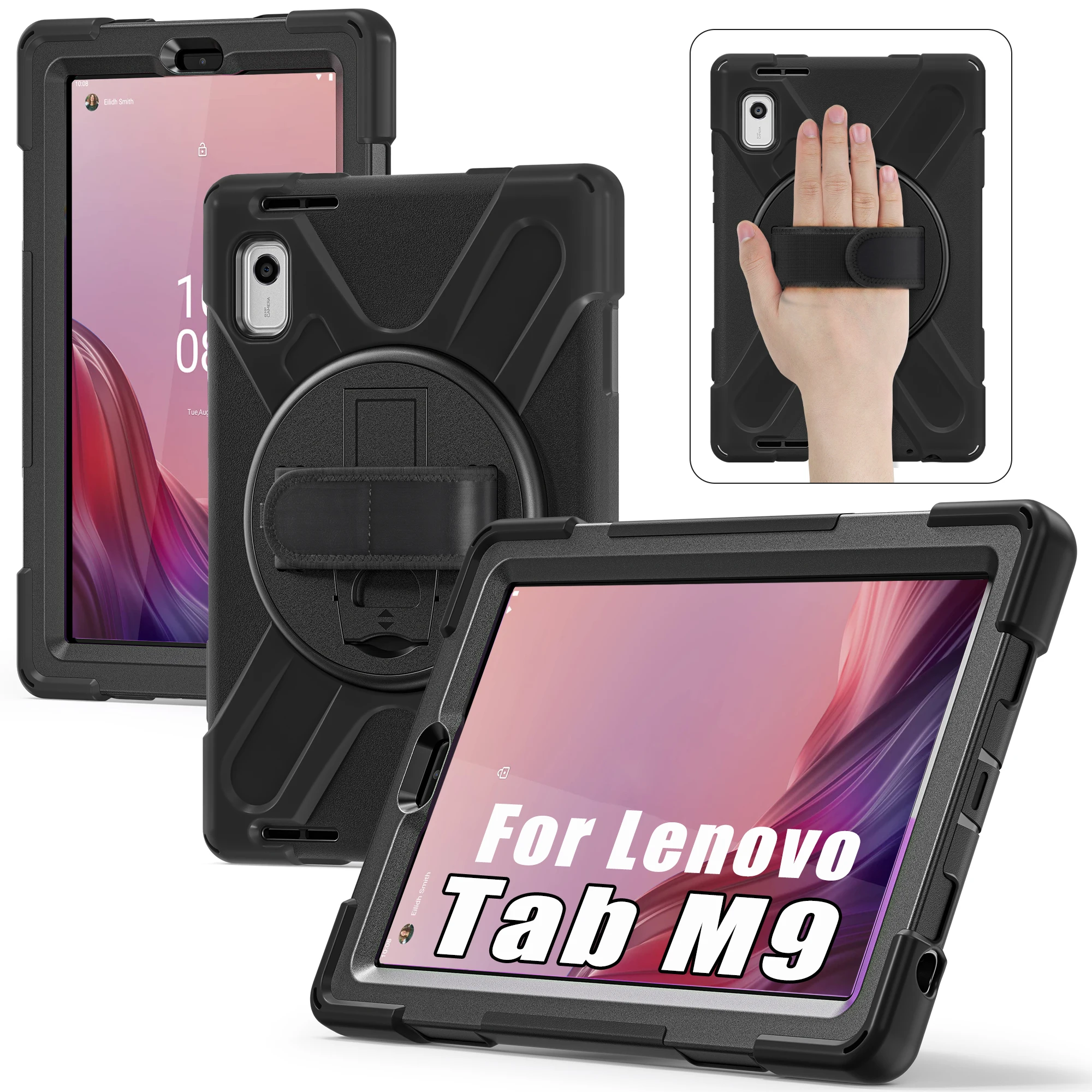 Case for Lenovo Tab M9 2023 Shockproof Case with 360° Rotating Kickstand Hand Shockproof Cover for Lenovo Tab M9 HD TB-310FU 9