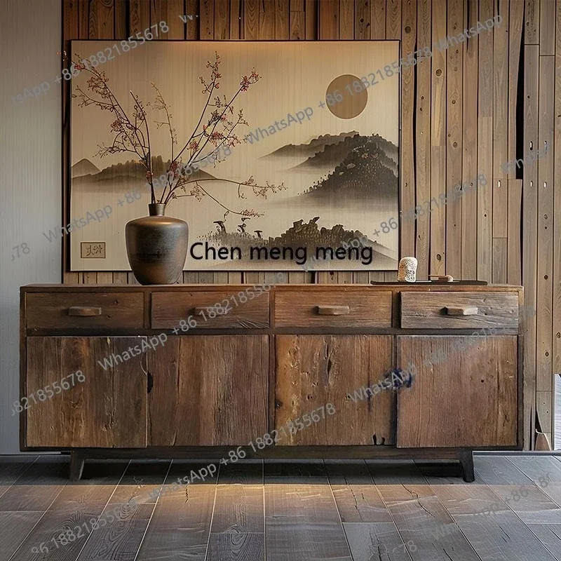 

Solid wood dining side cabinet, walnut storage, retro decorative entrance cabinet, furniture