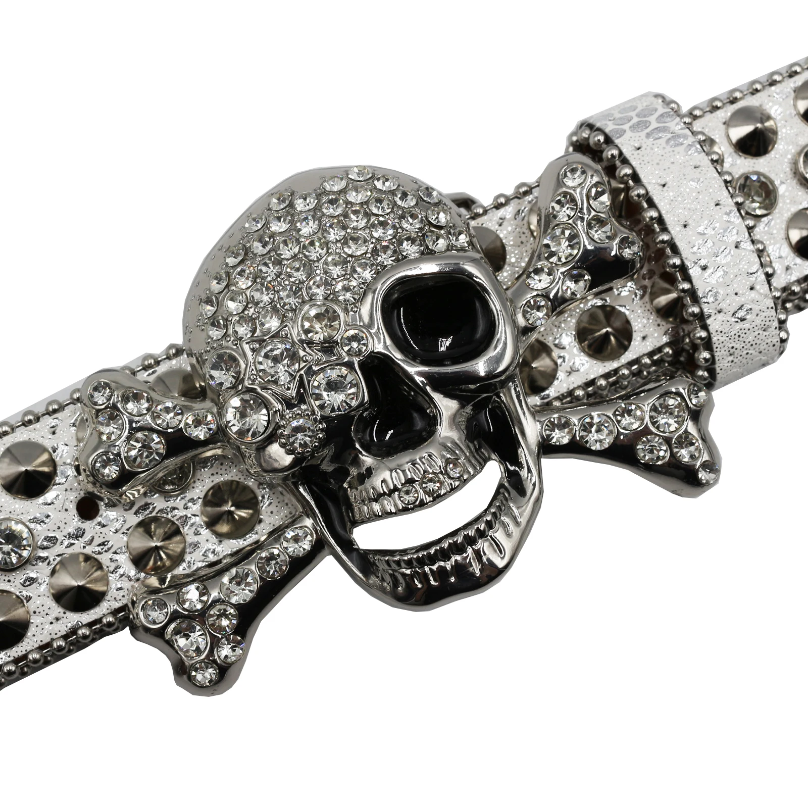 Fashion Belt For Jeans Men For Skull Rhinestone Belts Women Leather Strap Western Cowboy Y2K Girls Fashion Belt For Jeans Men