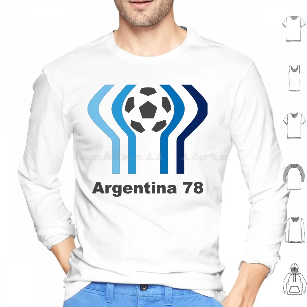 Retro Word Cup Logo Hoodie cotton Long Sleeve Football Argentina Maradona 78 Vintage Logo Soccer