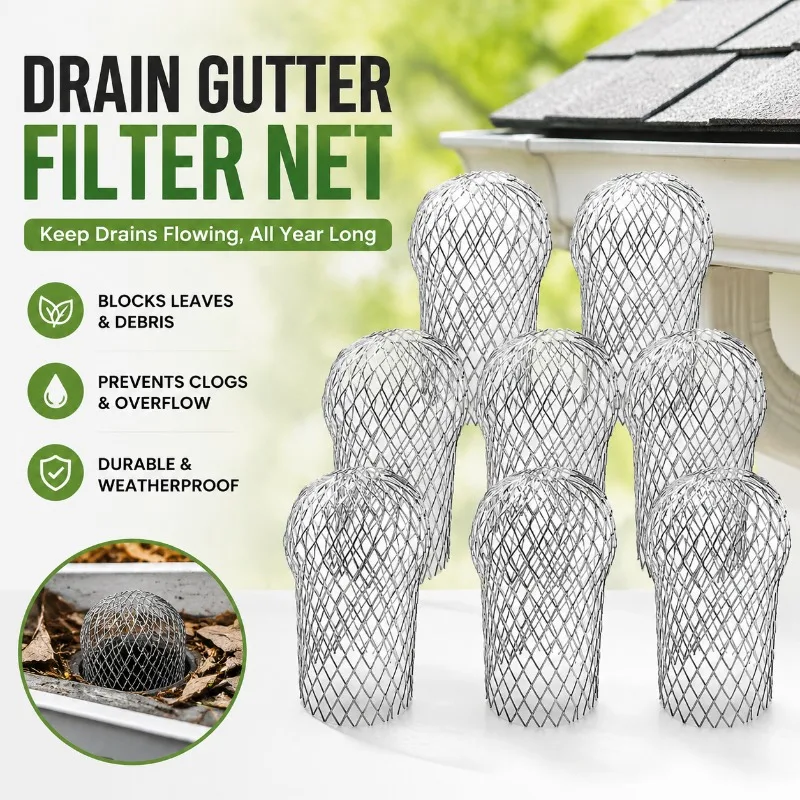 Anti Clog Floor Drain Gutter Filter Mesh Rainwater Pipe Protective Net Cover Side Strainer Blocks Debris Leaves Suits Drainage