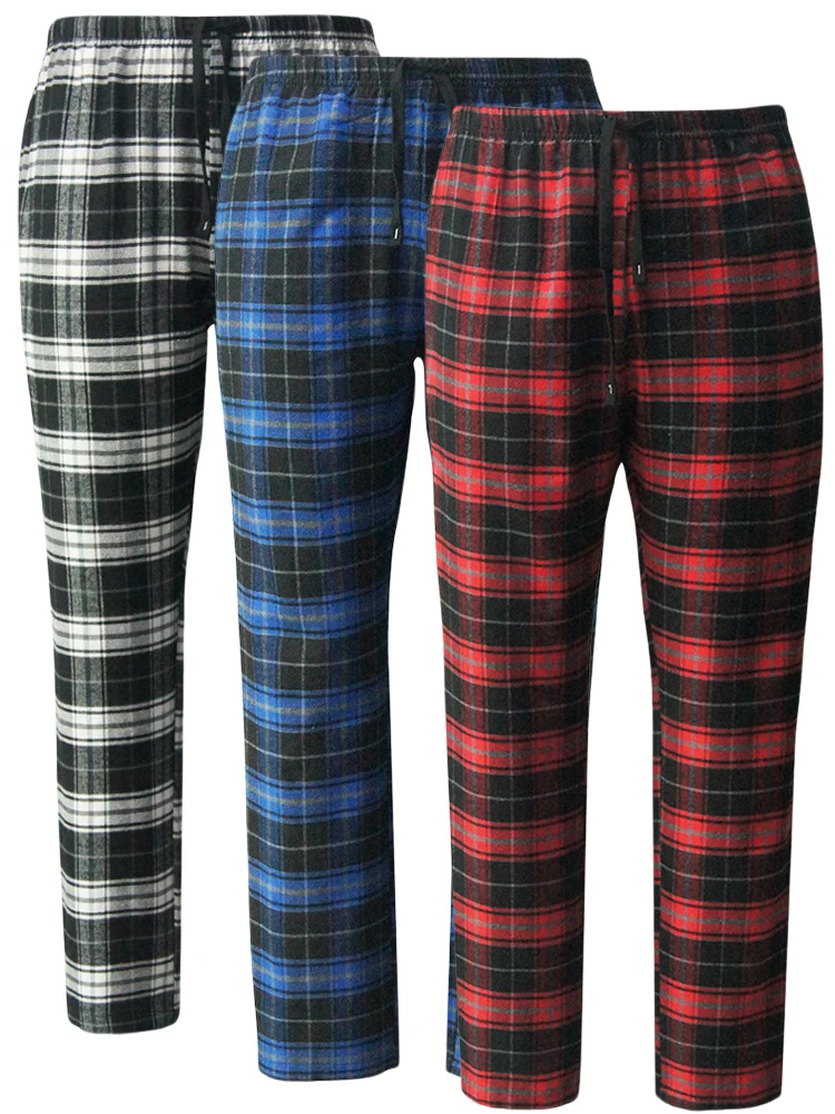 Fashion men\'s casual plaid pants pajama pants soft and comfortable loose tie elastic waistband with pockets home pants