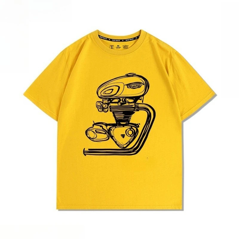 جديد عصري محرك دراجة نارية تعديل T120 ريترو تي شيرت مطبوع لعشاق السيارات ، قميص رجالي فضفاض بأكمام قصيرة #4