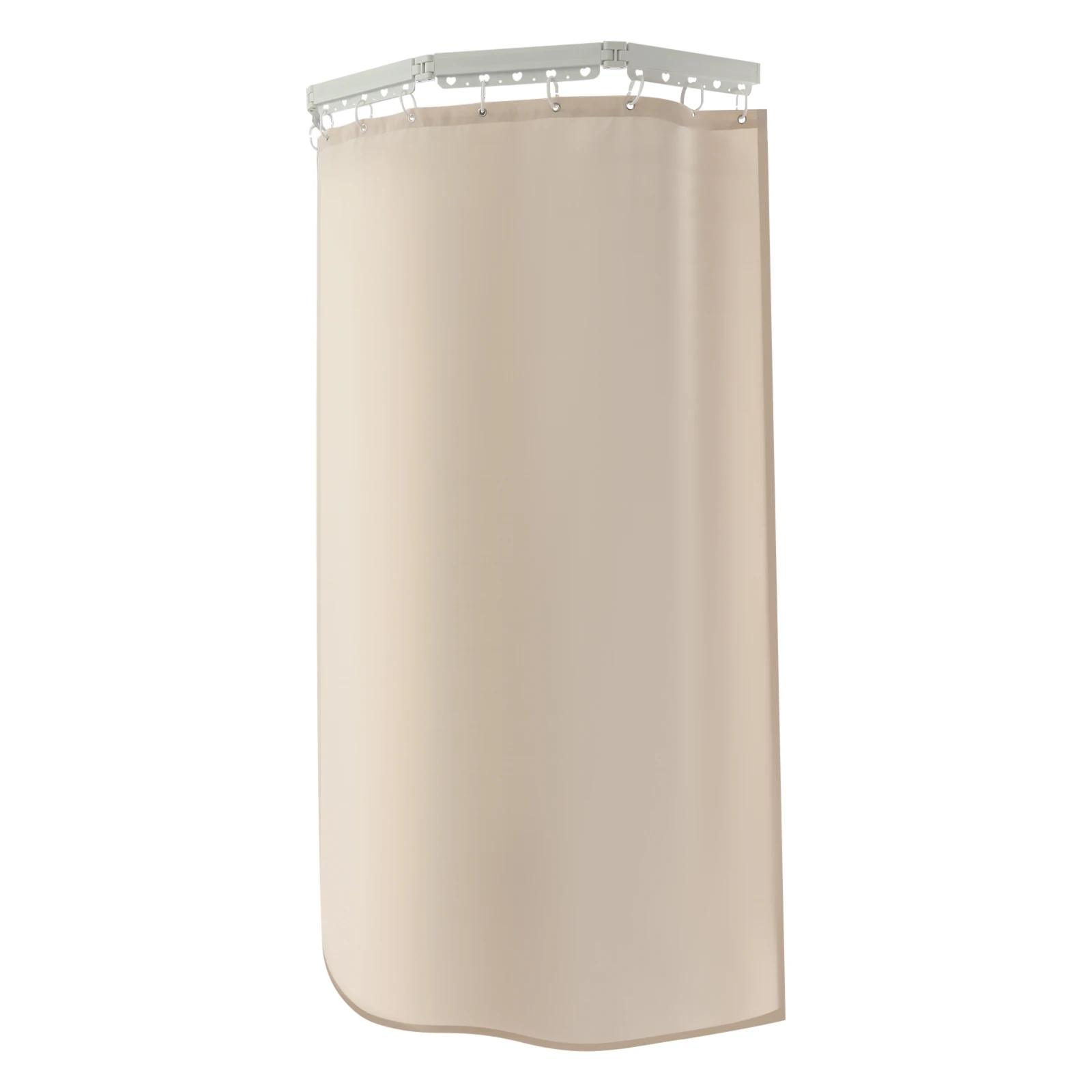 Shower Curtain Set with Folding Rod, Wall Mounted 4-Section 110lbs Capacity, L/U/Z Shape for Bathroom Dry-Wet Separation
