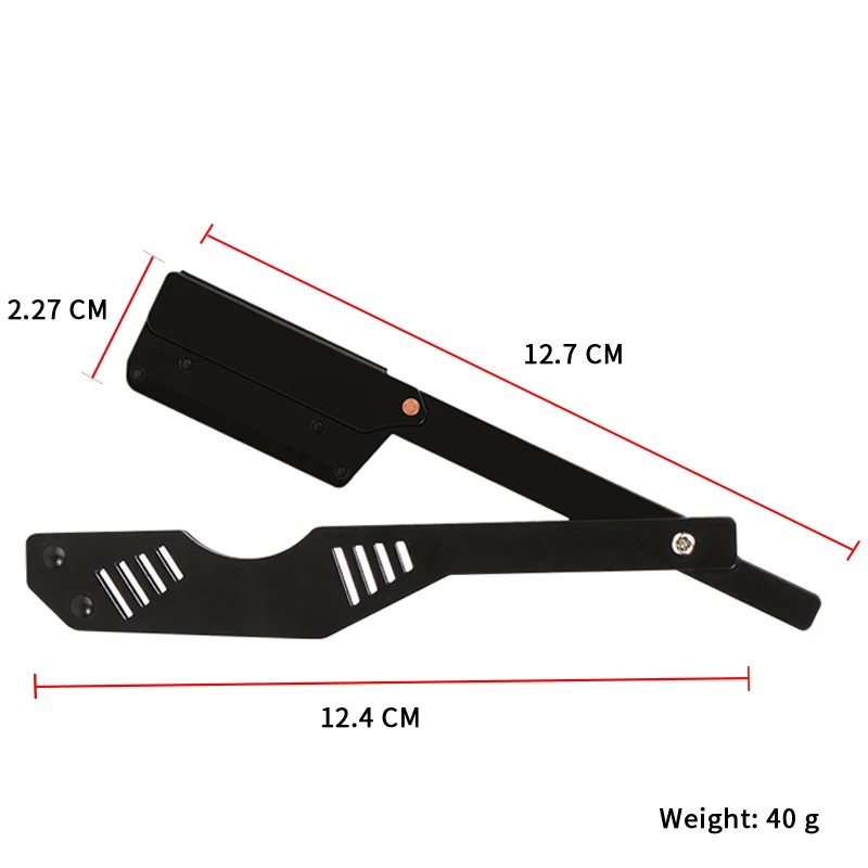 Straight Barber Razor Black Men\'s Straight Shaving Replaceable Blade Razors Hair Removal Holder (Without blade)