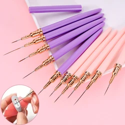 5Pcs 7/9/11/15/25MM Nail Liner Brush Set UV Gel Nail Brushes Kits French Stripe Line Painting Drawing Flower Pen Manicure Tools