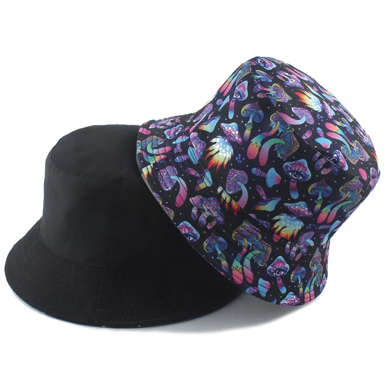 

Mushroom Eye Print Harajuku Bucket Hats For Women Summer Panama Hat Men Bob Outdoor Beach Fisherman Cap