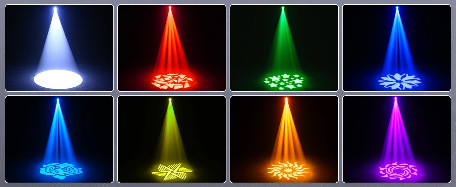 Yiflamefly 100W Moving Head Light mit Fernbedienung, 7 Farben + Weiß, 7 Gobos + Weiß, manueller Fokus, Bühnenlicht für Disco, Hochzeit, DJ-Party, KTV – Detail 2