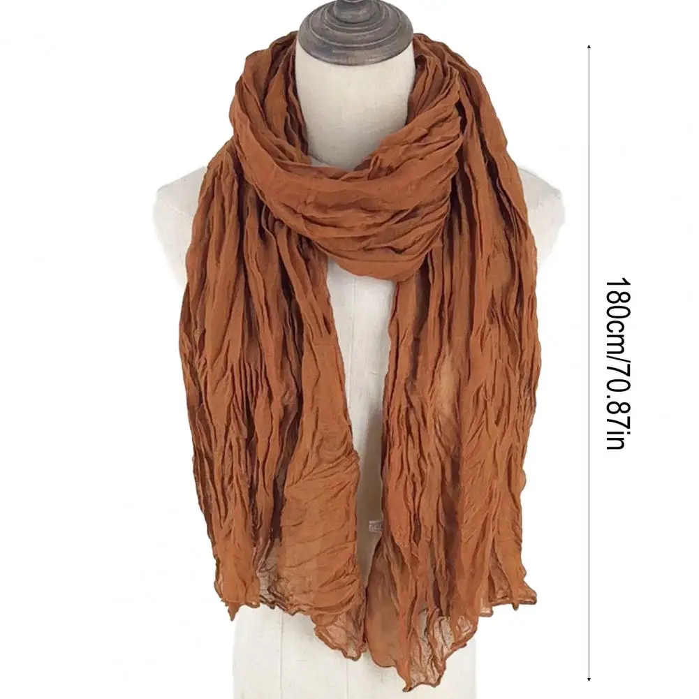 Women Scarf Women’s Pleated Cotton Linen Scarf Soft Warm Shawl for Uv Protection Solid Color Fashion Accessory Wrap Women