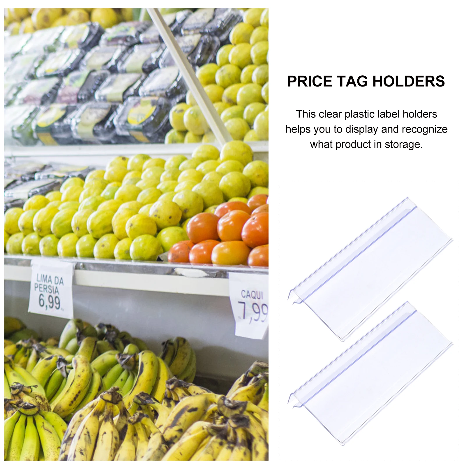 

10 Pcs Clear Plastic Price Tag Holders Transparent Label Strips Shelf Display Retail Rack Storage Organizer Folder