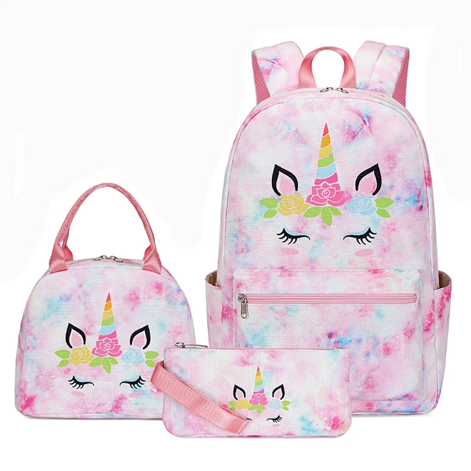 Teen Girls Backpack Set Kids School Bookbag Lightweight Waterproof Polyester Big Capacity 15 inches Laptop Bag Girls School Bags