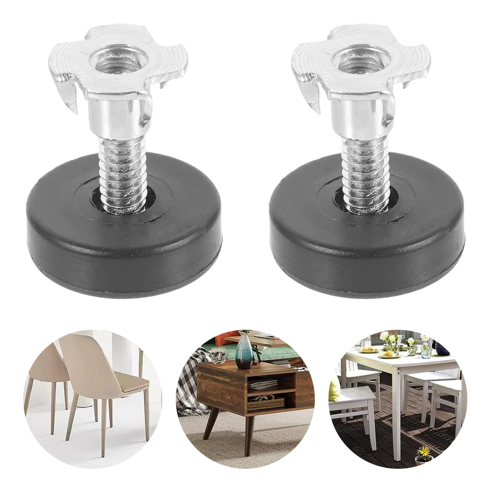 12 Pcs Adjustable Sofa Furniture Balance Feet with Square Nut Threaded Foot Pad Screw on Leveling Pads Leveler for Leg Levelers image 4