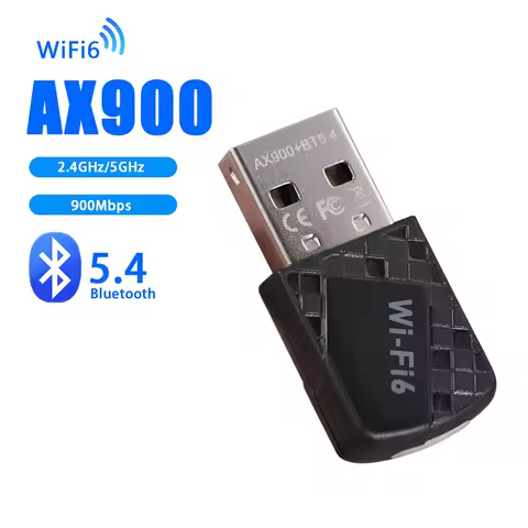 WiFi 6 Bluetooth 5.4 Adapter 900Mbps Mini USB USB Network Card 2in1 Dongle Driver Free Wireless WiFi Receiver PC/Laptop