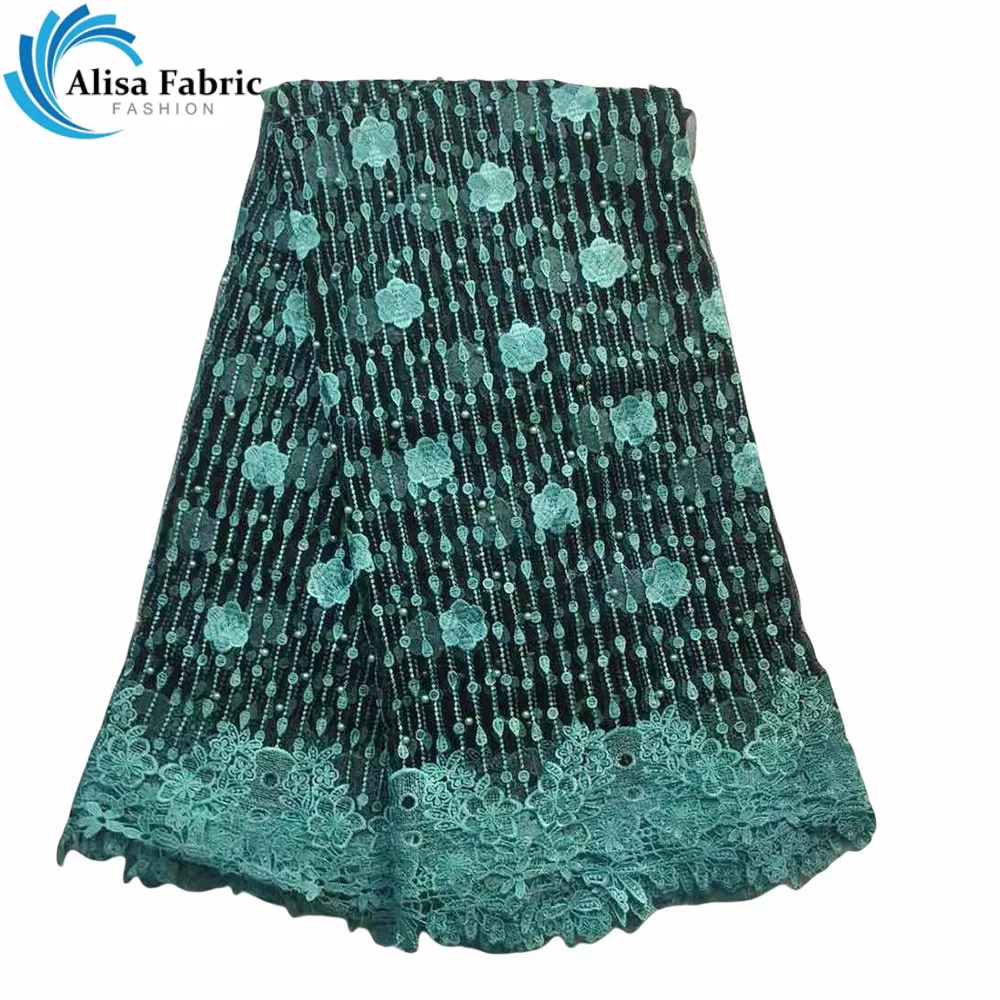 Ultimi tessuti di pizzo Voile svizzero con ricamo floreale in tessuto di pizzo di Tulle africano francese con perline per abiti da sposa