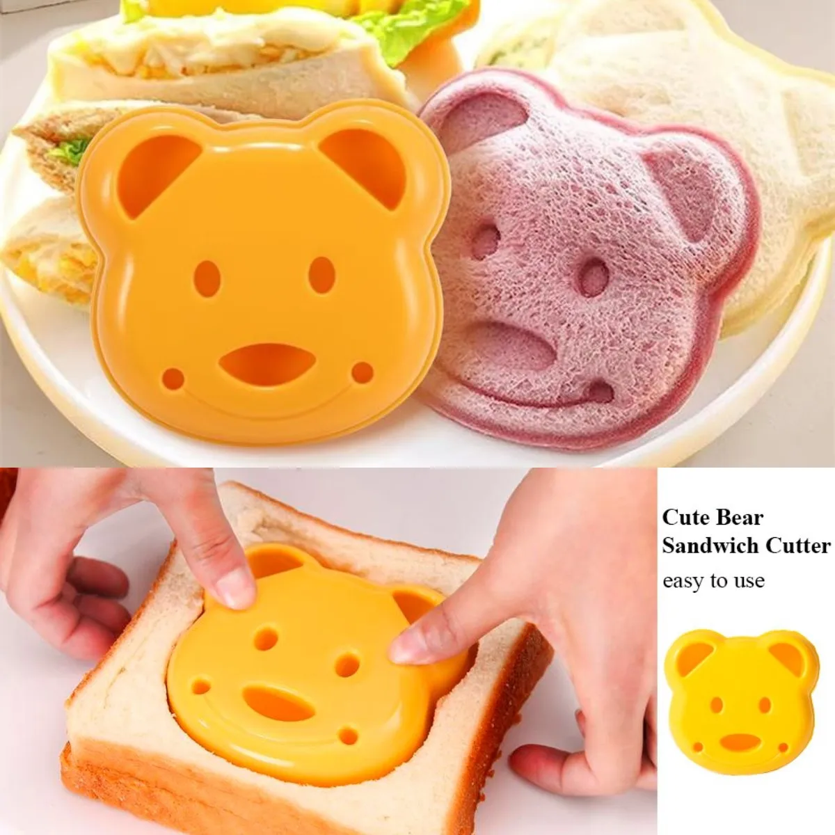 

Bear Shape Sandwich Mold Cutter,Bread Sandwich Shapers Maker for Kids Sandwich Cutter,Cartoon Bear Bread Cutters Bento for Child