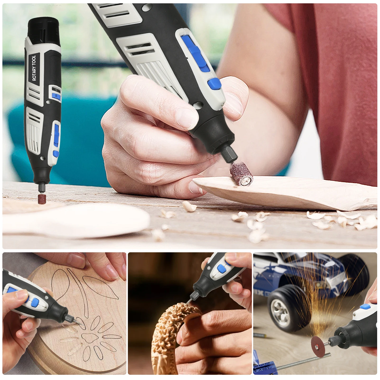 12V Cordless Rotary Tool Kit Sander Polisher 200 Easy Change Accessories Craft Tool for Handmade and DIY BMC