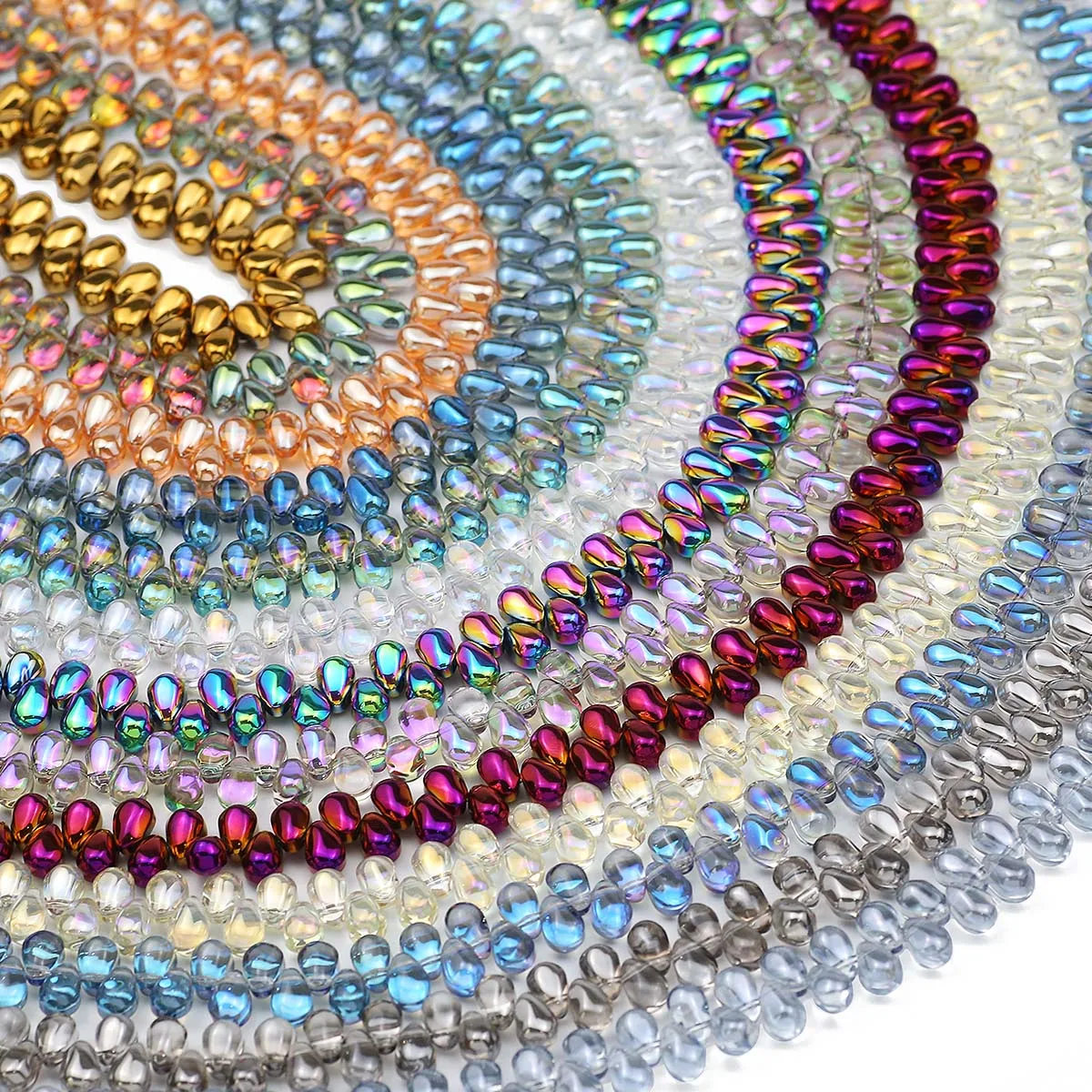 1 Strand About 90Pcs 6mm Crystal Glass Water Drop Shape AB Color Beads For DIY Bracelets Necklaces Jewelry Making Craft Supplies